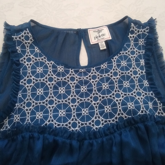 Anthropologie embroidery pintuck ruffle babydoll - Picture 2 of 4